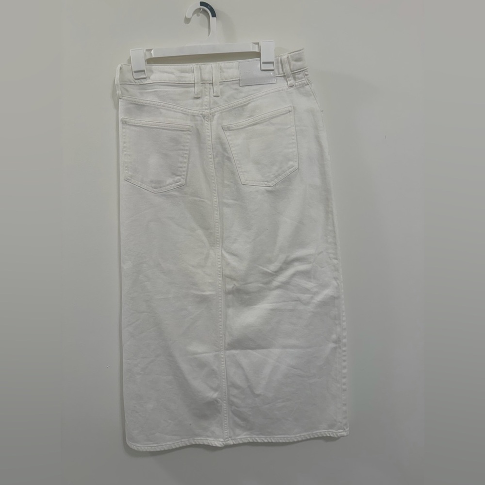 Lucky Brand White Denim Midi Skirt with Slit | Size 6 / 28 - Picture 5 of 5